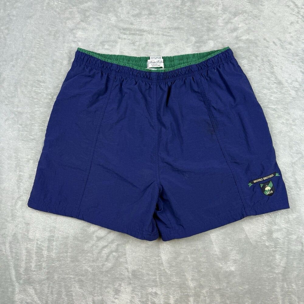 Vintage Brooks Brothers 1818 Swim Trunks Mens Large Blue Green Nylon